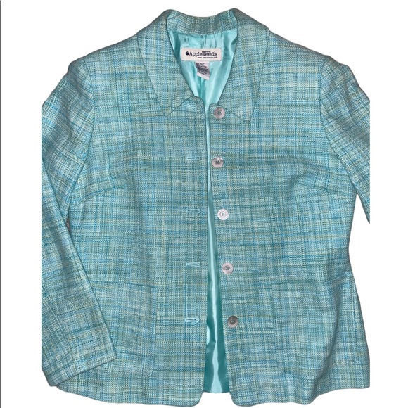 NWOT Appleseed’s - Women’s Petite Size 10P Blue & Green Blazer Jacket Coat - Picture 3 of 14